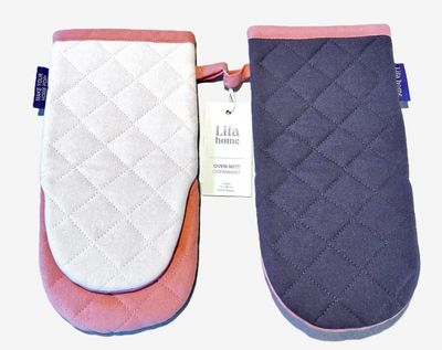 ovenhandschoenen set paars en roze van Lifa Home gewatteerde hittebestendige keukenhandschoenen