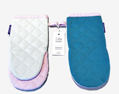 ovenhandschoenen set groen en roze van Lifa Home gewatteerde hittebestendige keukenhandschoenen