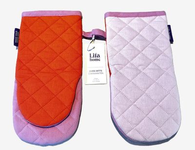 ovenhandschoenen set oranje en roze van Lifa Home gewatteerde hittebestendige keukenhandschoenen