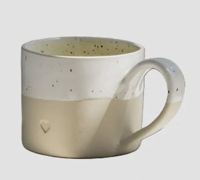 Koffiekop met oor - hartje Eulenschnitt koffiekopje met hartje van stoneware handgemaakt keramiek kopje beige wit