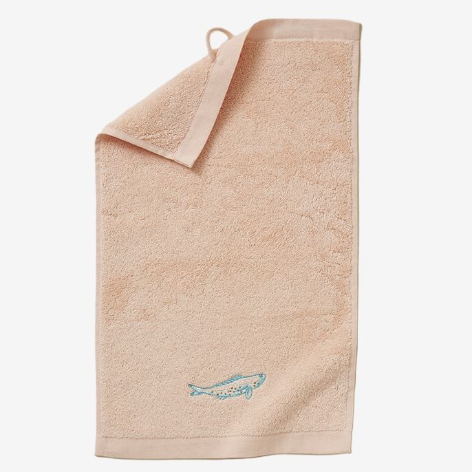 Gastendoekje roze met blauwe vis 30x50 cm