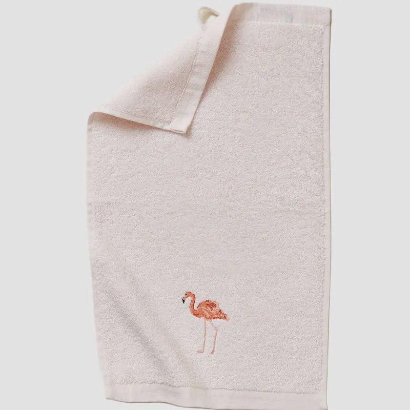 Gastendoekje lichtroze flamingo 30x50 cm