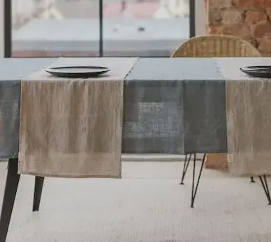 Stonewashed linnen tafelloper naturel melange 40 x 150 cm handgemaakt in Litouwen