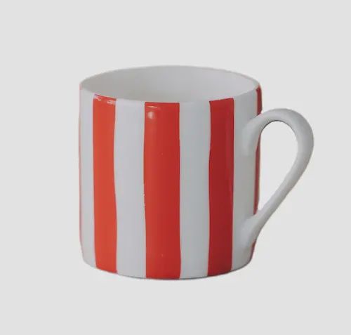 Rood wit gestreept koffiekopje van porselein