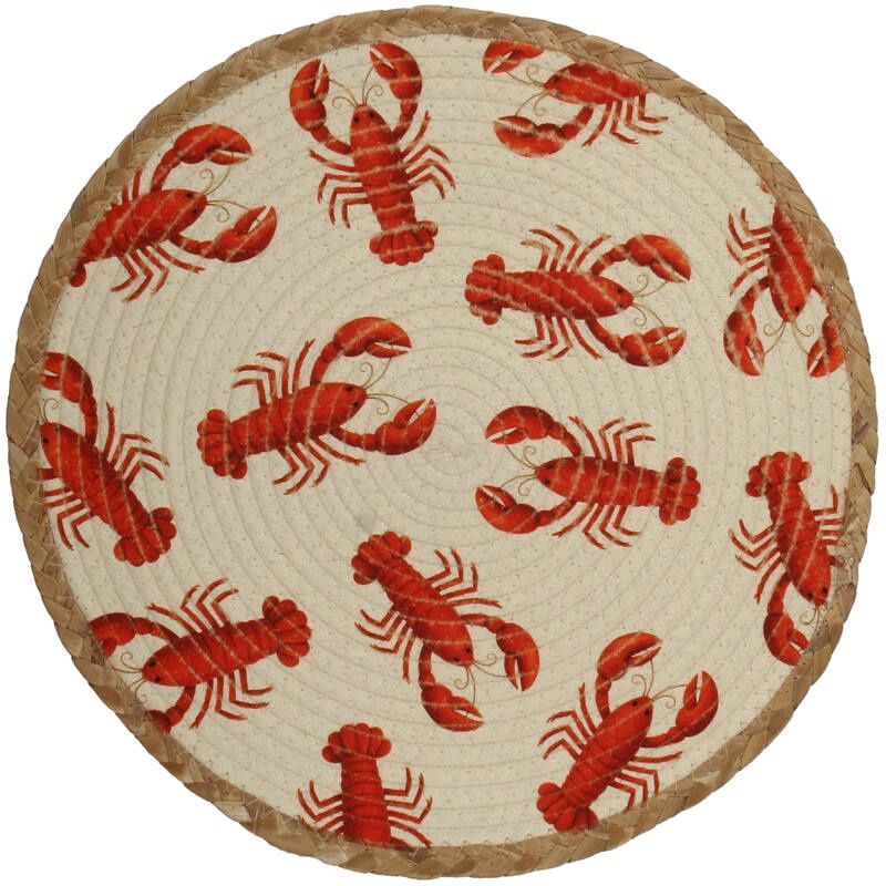 Ronde placemat met rode kreeftenprint voor zomerse mediterrane tafelsetting