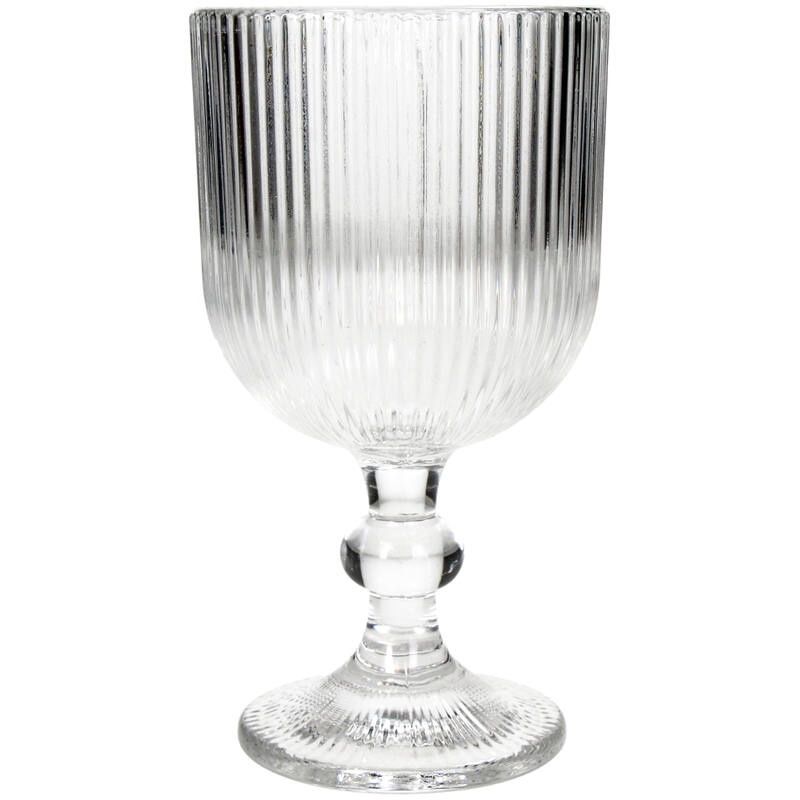 Transparant wijnglas met verticaal streepdesign voor sfeervolle tafelsetting