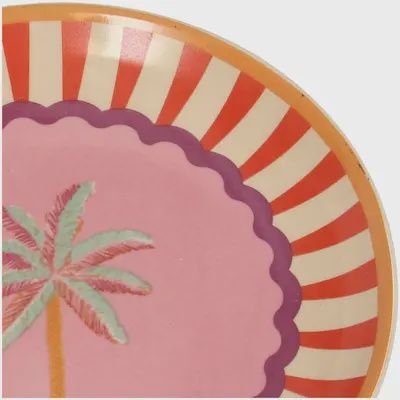 Decoratief stoneware bord met palmboomprint 16 cm