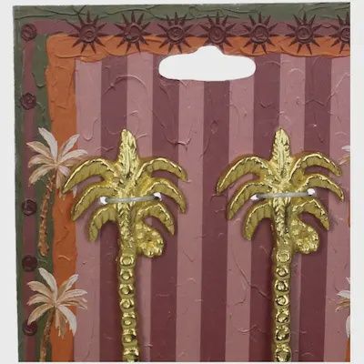 Set van 2 goudkleurige dessertvorkjes met palmboom
