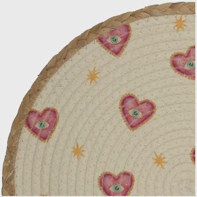Set van 4 ronde placemats met hartjes 38 cm