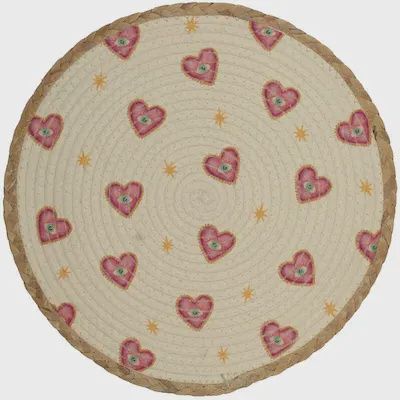 Set van 4 ronde placemats met hartjes 38 cm