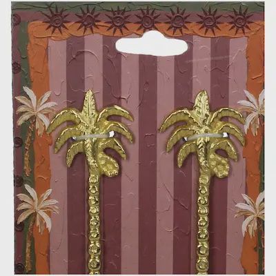 Set van 2 goudkleurige dessertlepels met palmboom