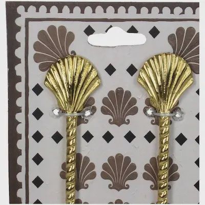 Set van 2 goudkleurige dessertvorkjes met schelp