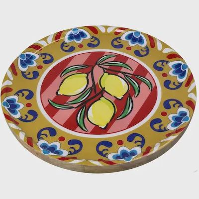 Mangohouten serveerplank met citroendesign 30 cm