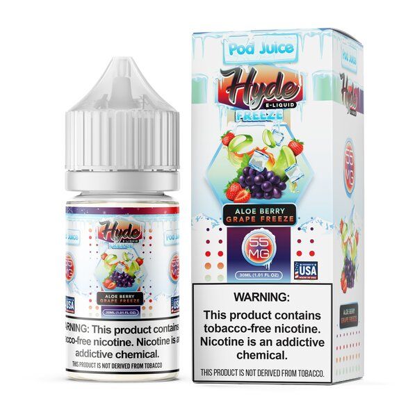 Hyde Pod Juice Synthetic salt nic, Flavors & Volume: 35mg Aloe Berry Grape Freeze 30mL