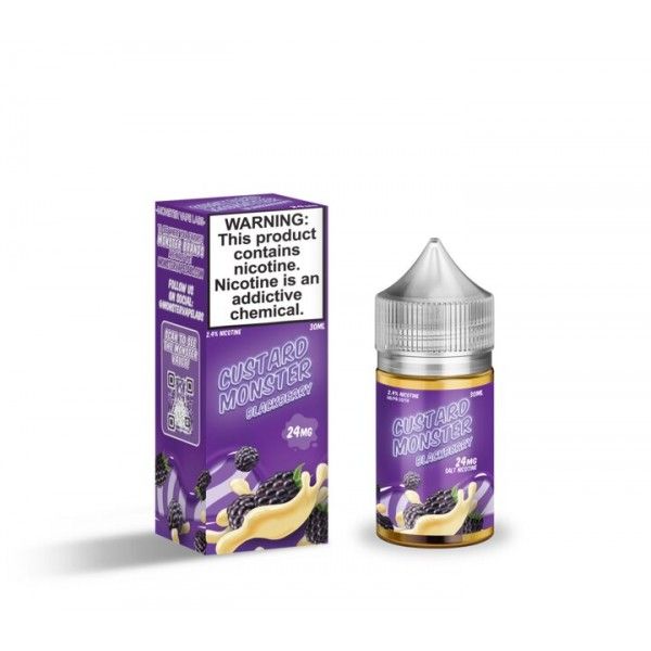 Custard Monster Synthetic Salt, Flavors & Variations: 24mg Blackberry Custard 30mL