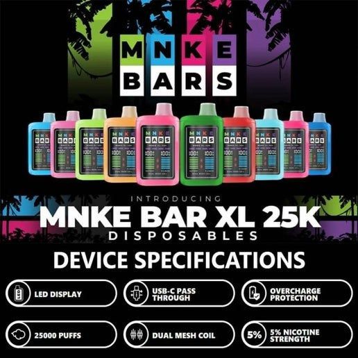 MNKE BARS XL 25K 0% nicotine
