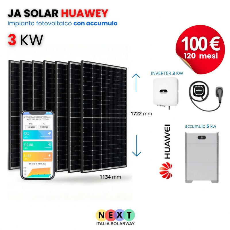 Fotovoltaico 3 KW JA SOLAR + 5 Kwh Batterie HUAWEI
