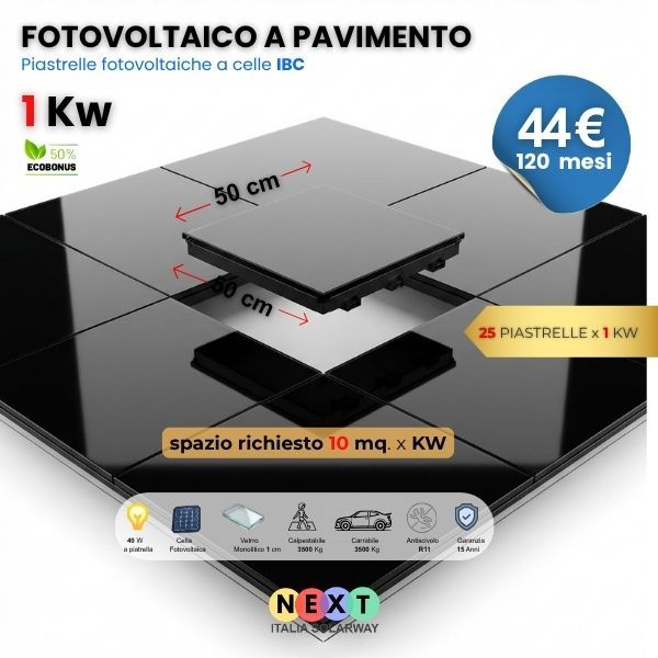 FOTOVOLTAICO A PAVIMENTO DA 1 KW