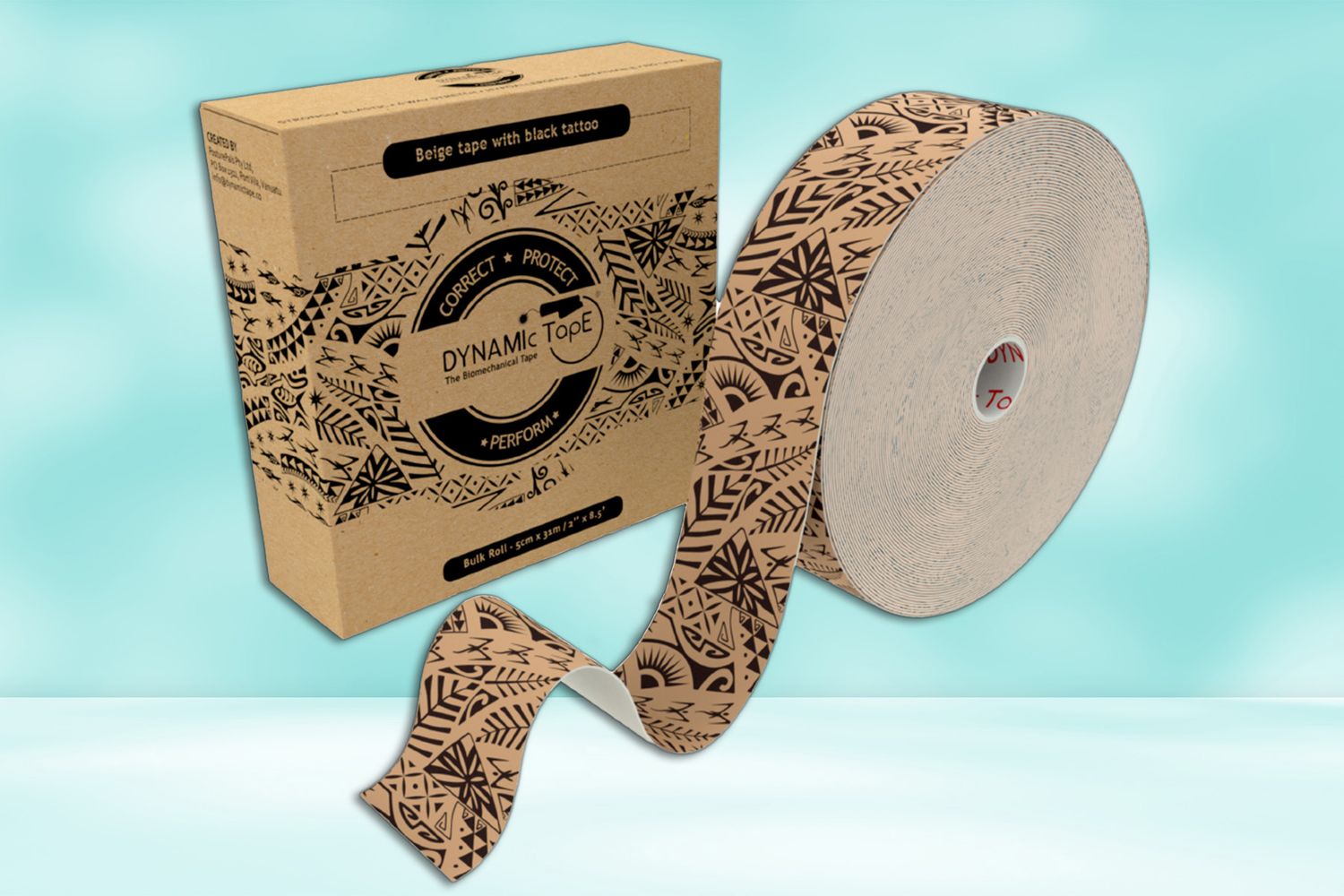 Dynamic Tape 5cm x 31m - Beige/Black Tattoo - Bulk Roll