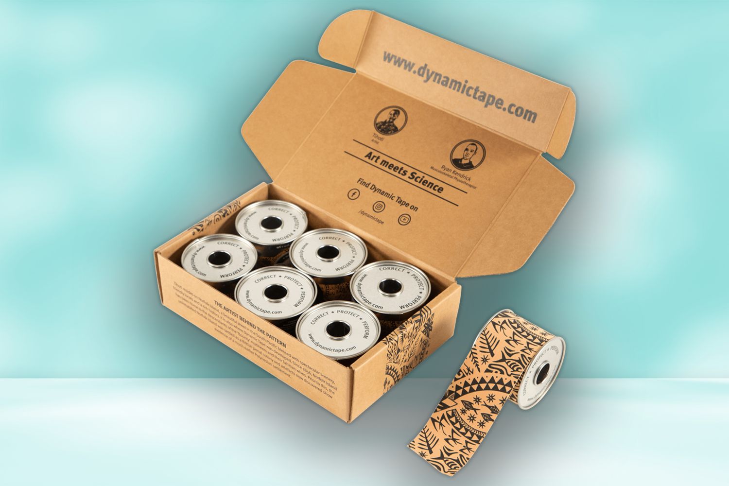 Dynamic Tape 5cm x 5m - Beige/Black Tattoo - 6 Roll Box