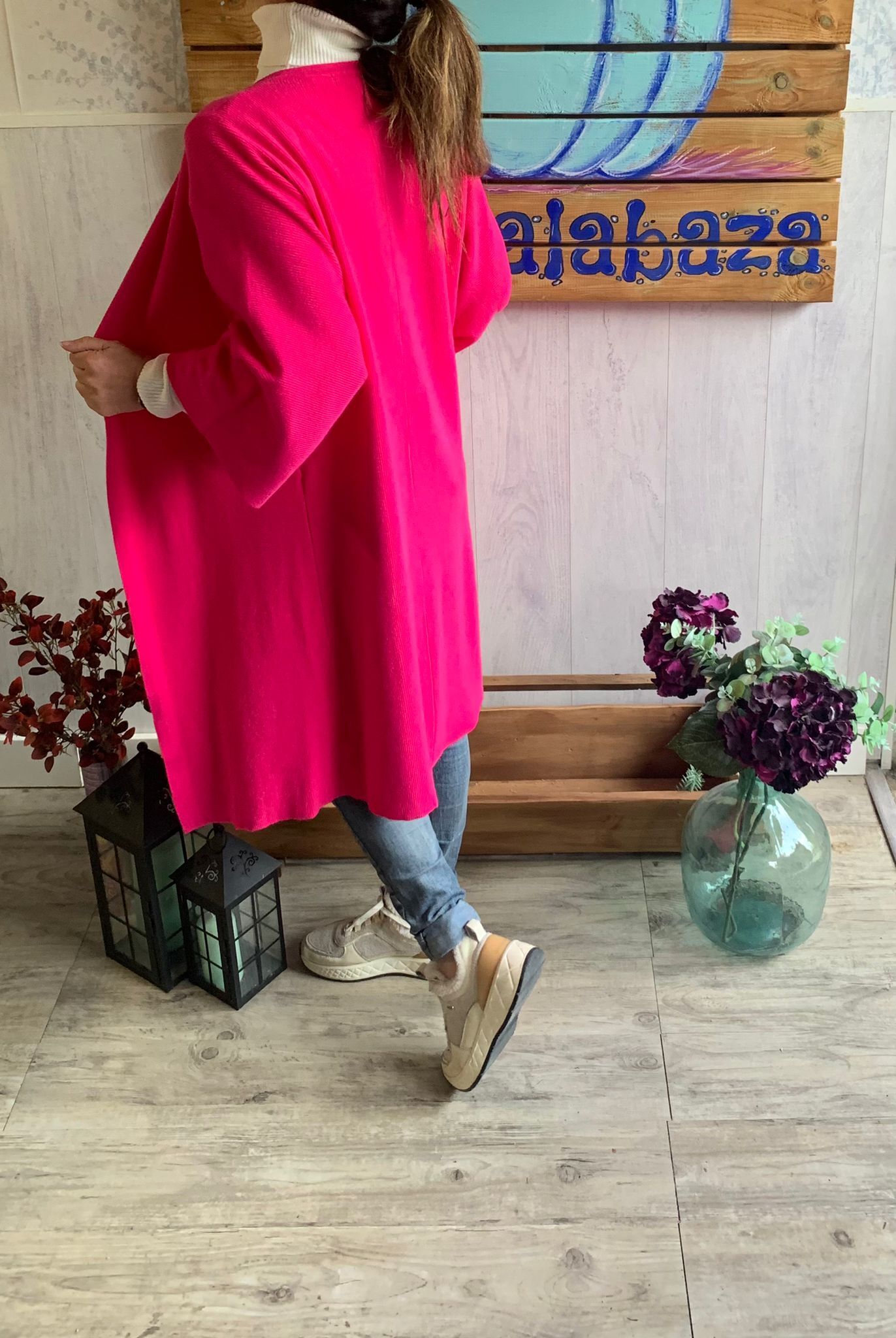 Kimono midi fucsia