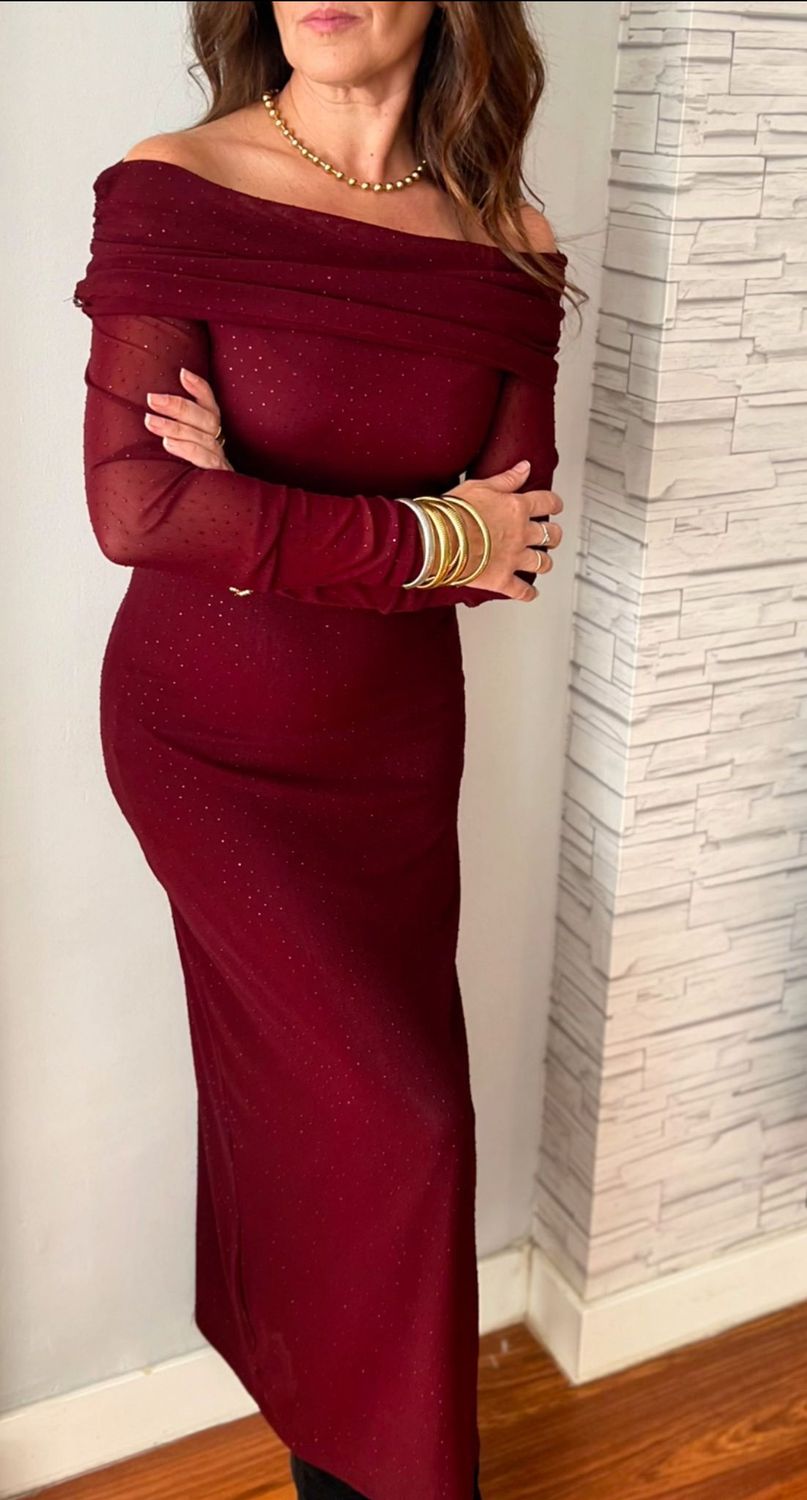 Vestido Burgundy Glitter