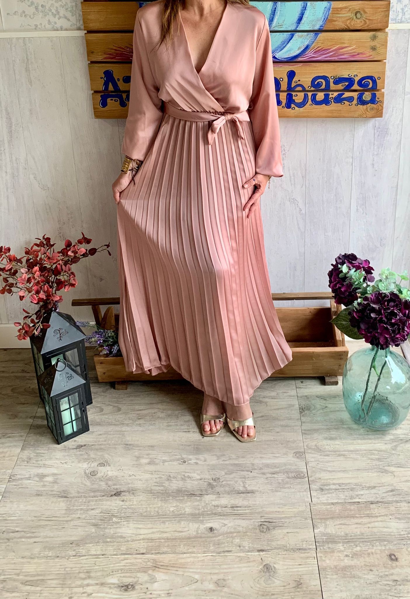 Vestido Largo Plisado