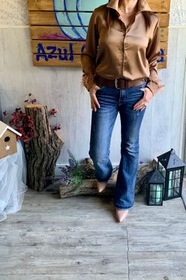 Camisa Satén Plumas