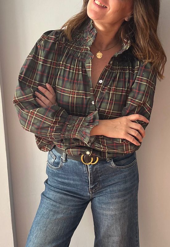 Blusa escocesa verde