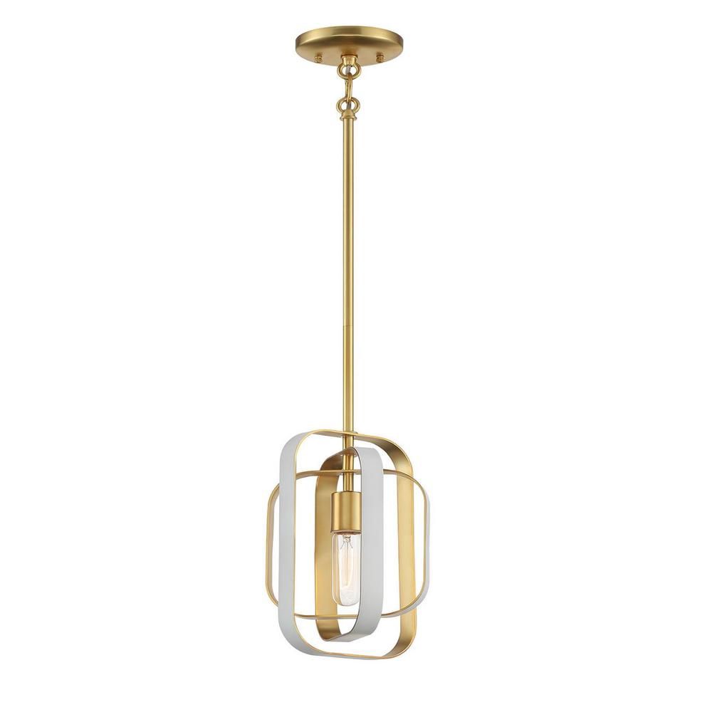 Aureum 7&quot; Wide Mini Pendant in White and Gold