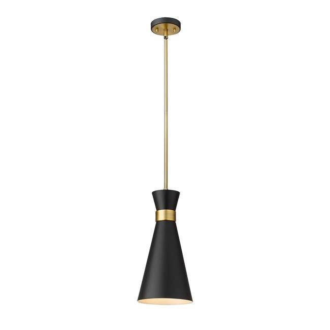 Soriano 8&quot; Wide Mini Pendant Matte Black / Heritage Brass
