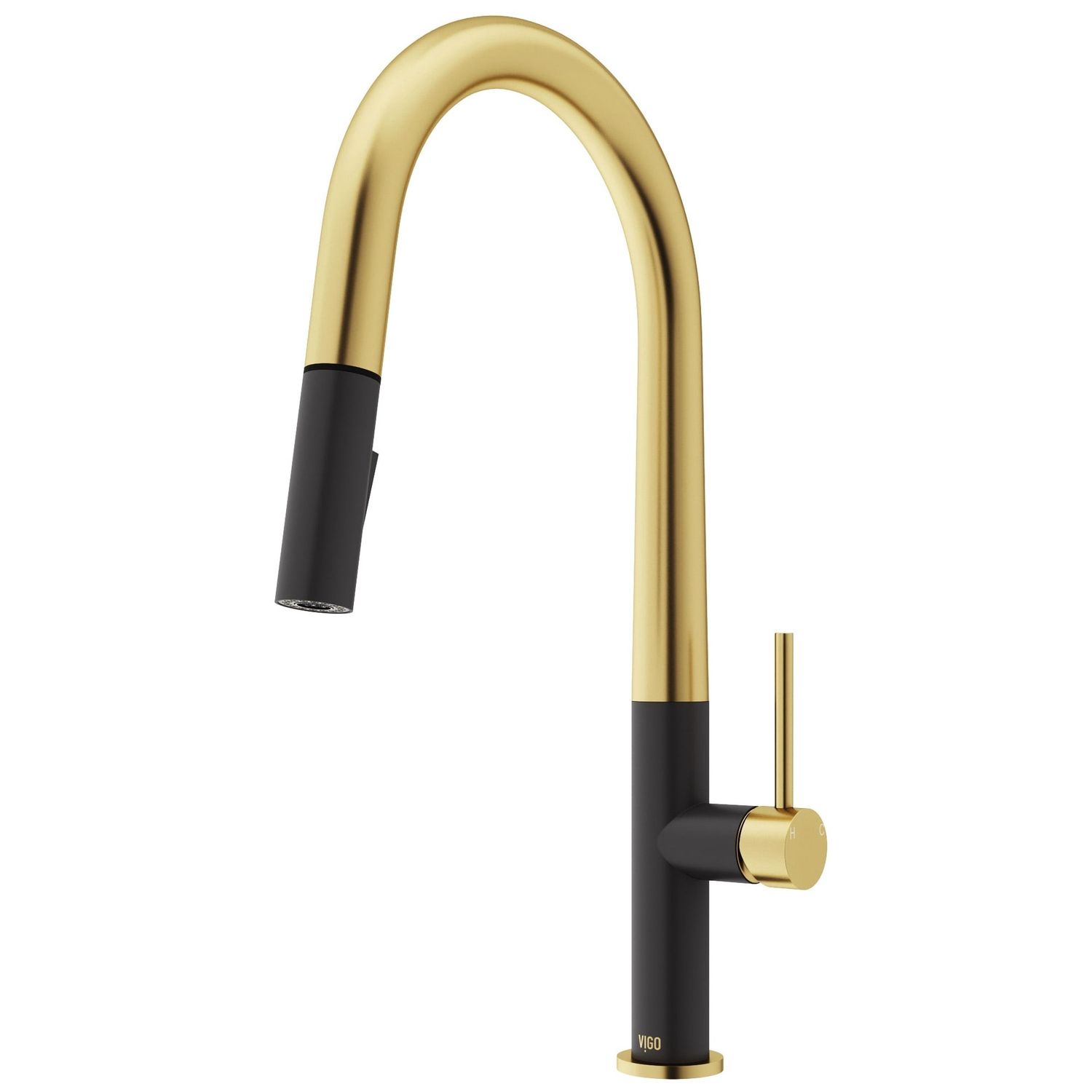 Greenwich 1.8 GPM Single Hole Pull Down Kitchen Faucet in Matte Brushed Gold and Matte Black