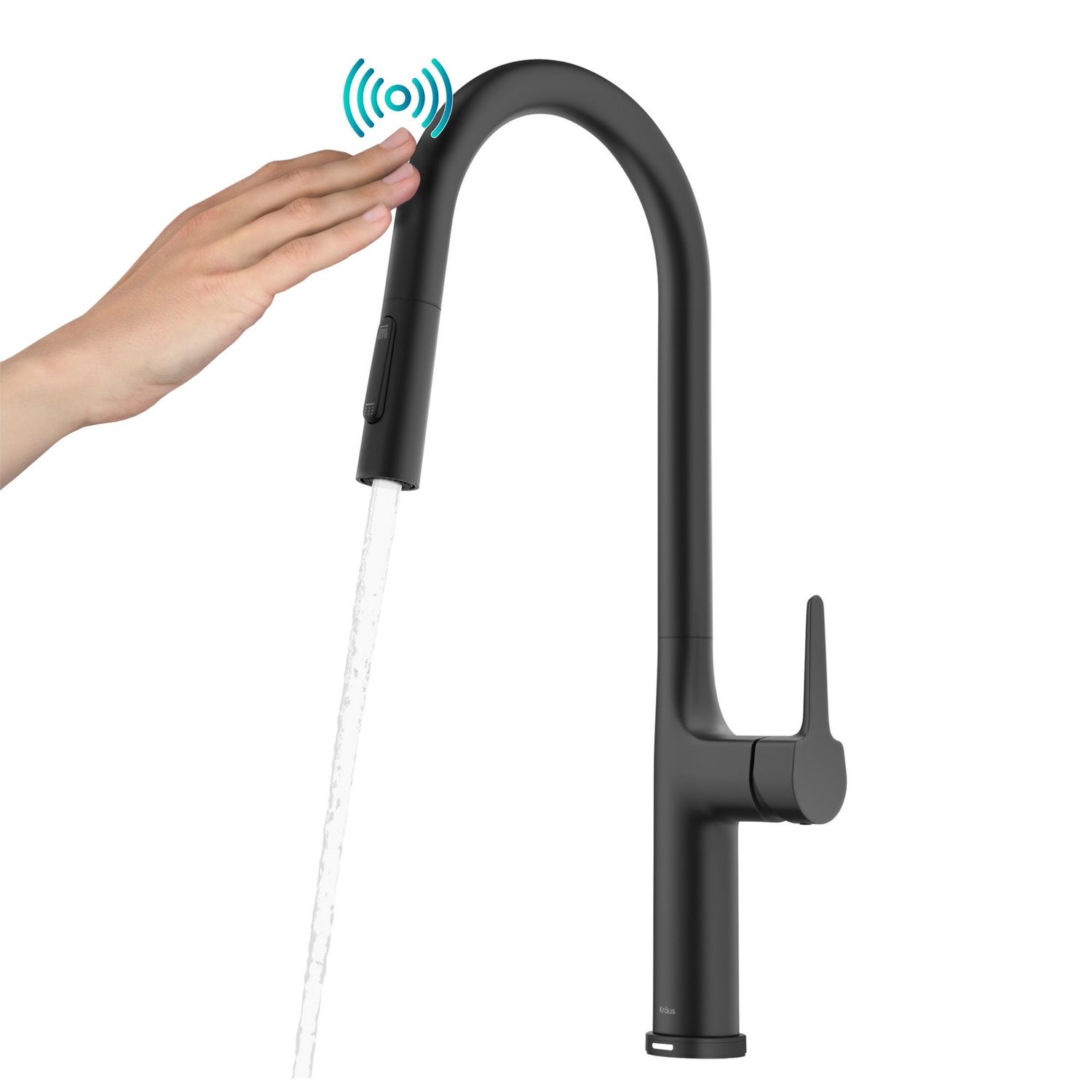 Oletto 1.8 GPM Single Hole Pull Down Kitchen Faucet in Black with Sensor