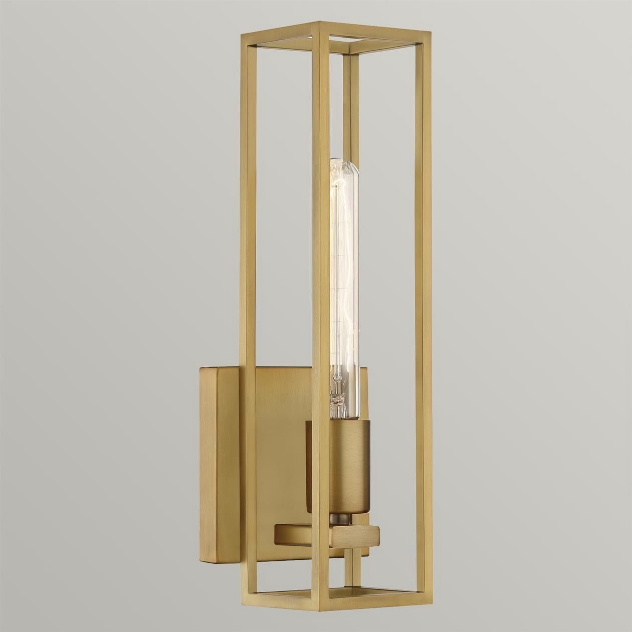 Leighton Single Light 14&quot; Tall Bathroom Sconce in Brass