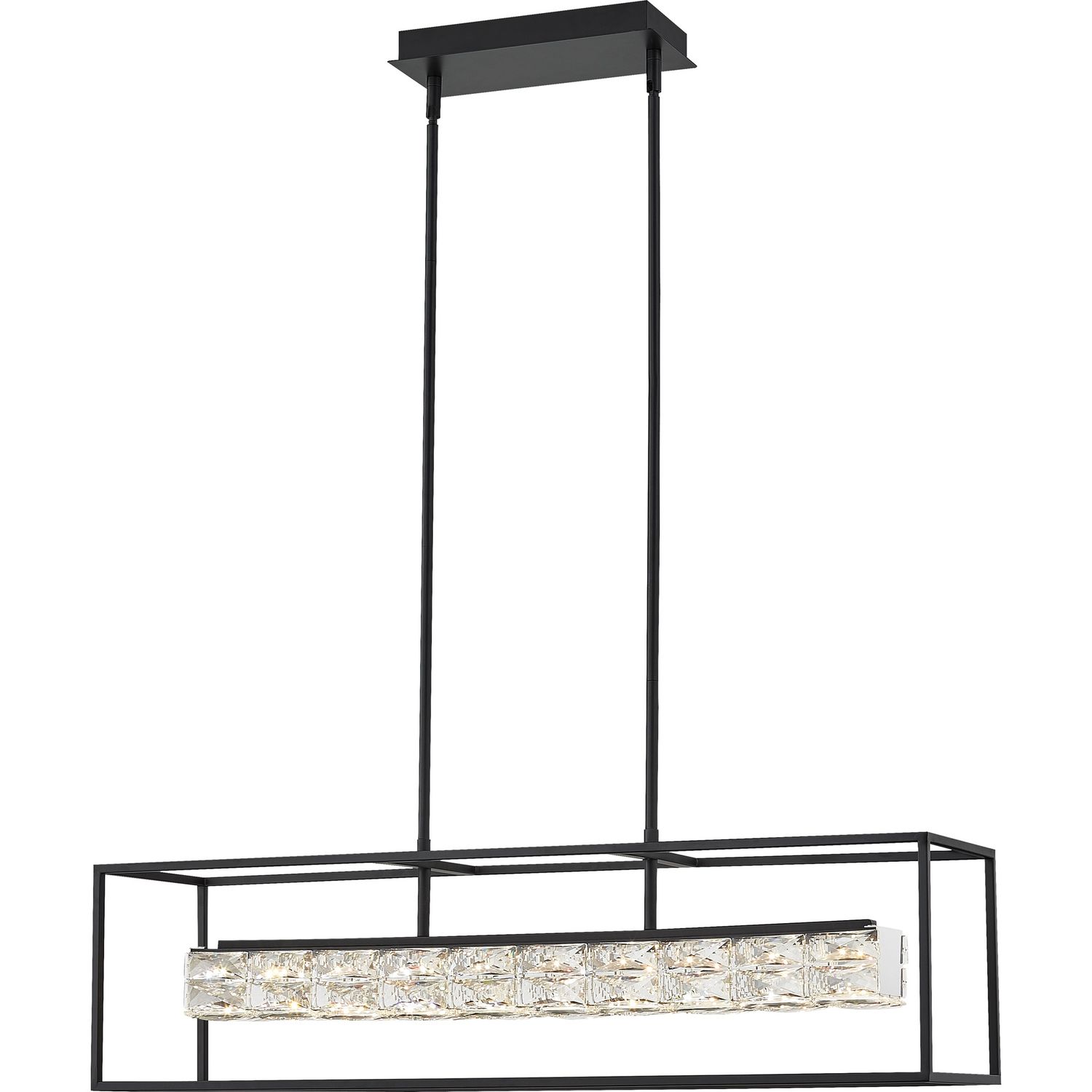 Platinum 36&quot; Wide LED Crystal Linear Chandelier