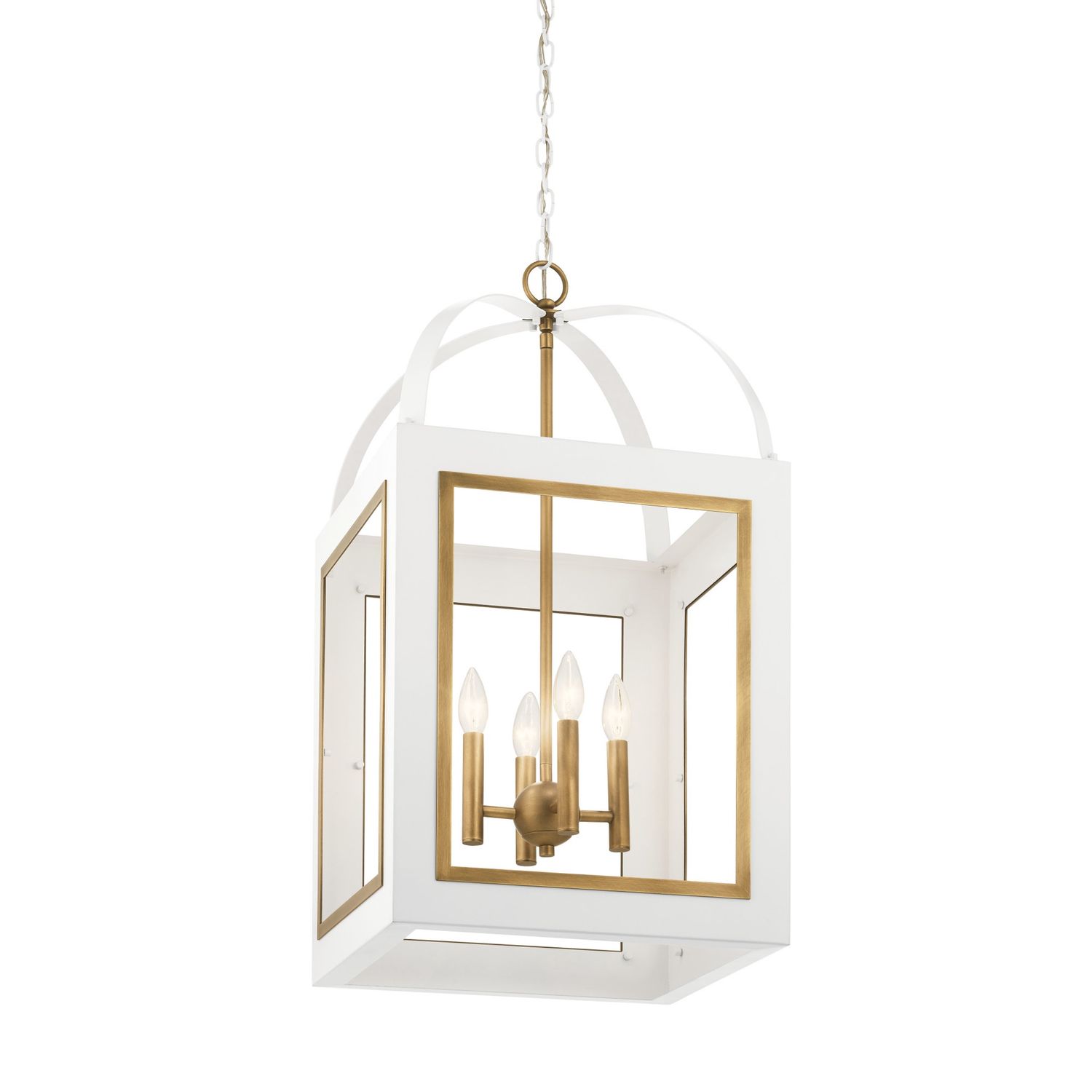 Vath 4 Light 16&quot; Wide Taper Candle Single Pendant White and Natural Brass