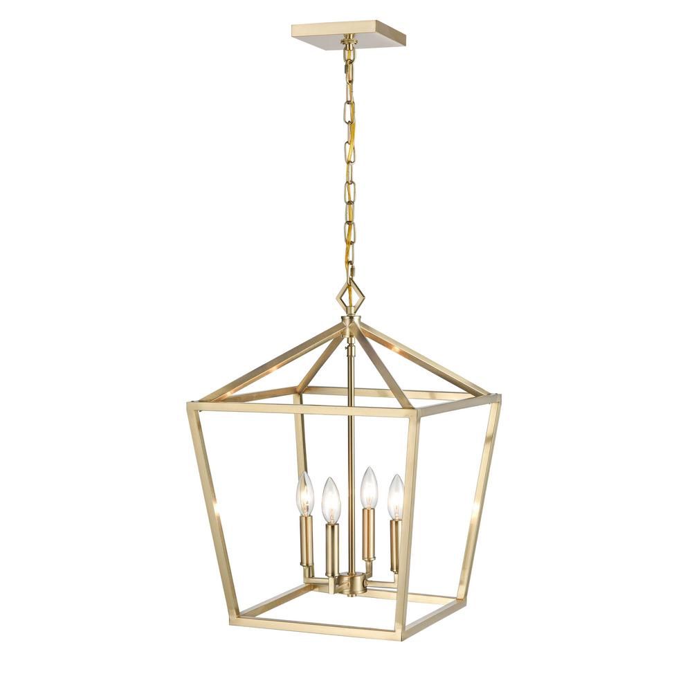 Ritner 4 Light 16&quot; Wide Taper Candle Pendant in Modern Gold