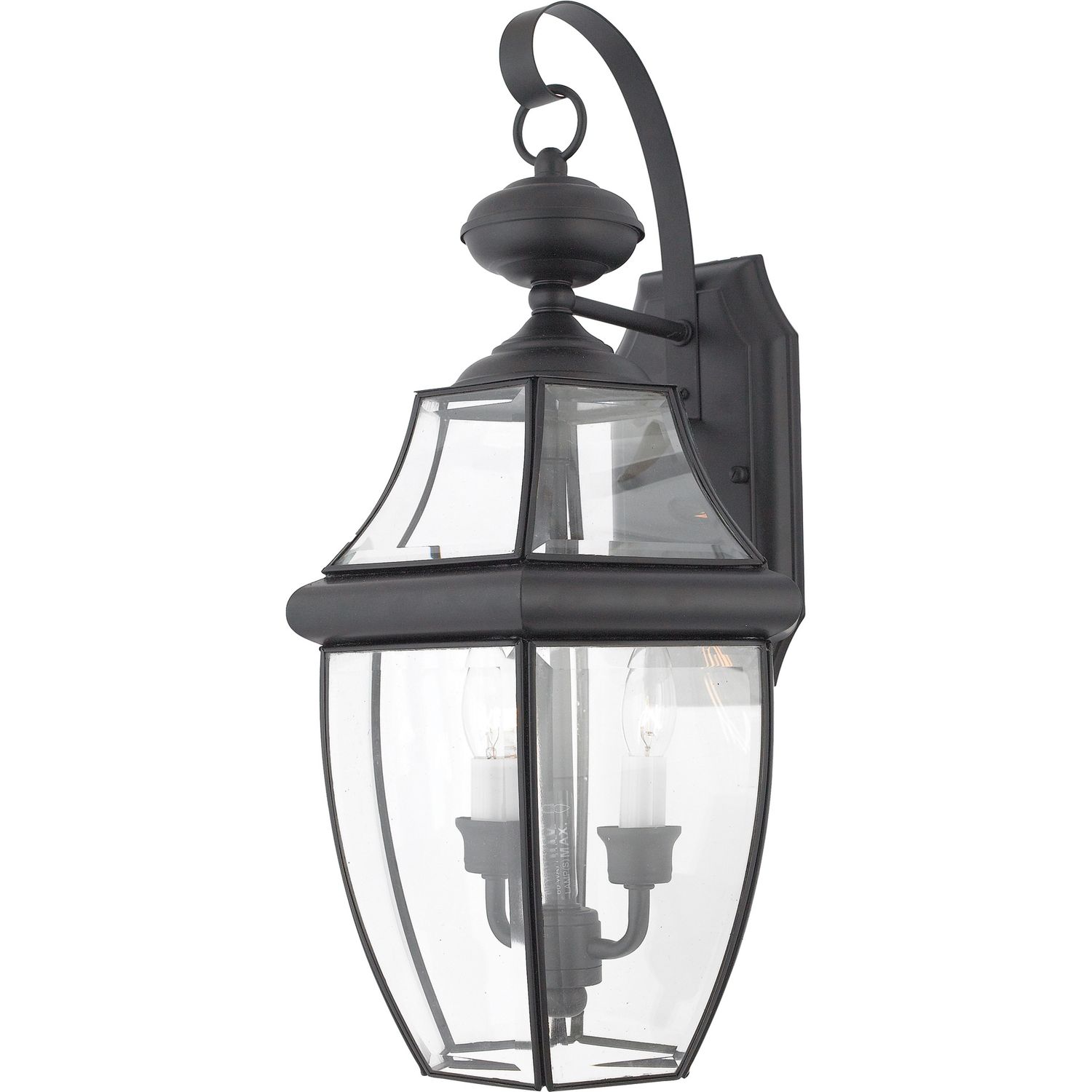 Newbury 2 Light 20&quot; Tall Outdoor Wall Sconce with Clear Glass in Black