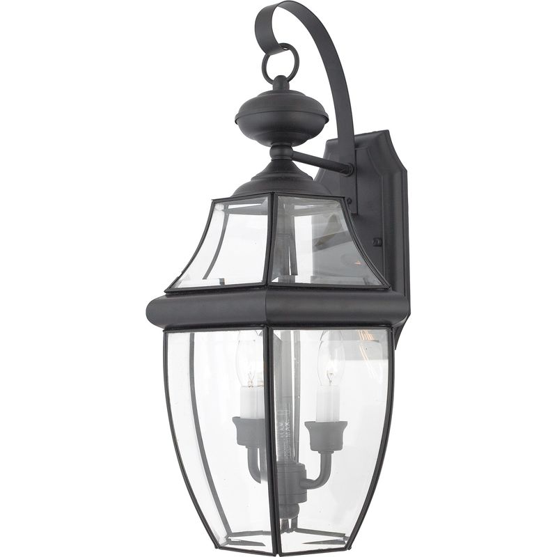Newbury 2 Light 20&quot; Tall Outdoor Wall Sconce with Clear Glass in Black
