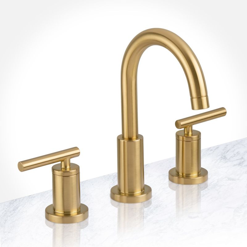 Mia Widespread Bathroom Faucet - Includes Brass Push-Pop Drain Assembly Gold Finish