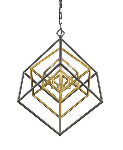 Euclid 3 Light 23&quot; Wide Nested Cube Chandelier Olde Brass/Bronze