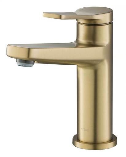 Indy 1.2 GPM Single Hole Bathroom Faucet Less Drain Assembly in Brushed Gold
