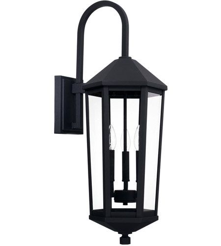 Ellsworth 3 Light 29&quot; Tall Outdoor Wall Sconce in Black