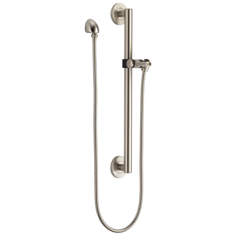 Universal Showering Adjustable 24&quot; Grab Bar Assembly with Elbow Brilliance Stainless
