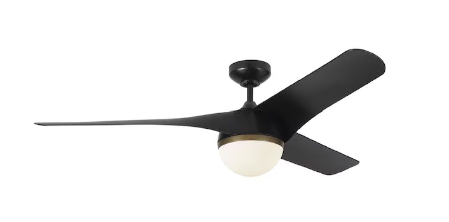 Akova 56-in Matte Black Integrated LED Indoor/Outdoor Ceiling Fan with Light and Remote