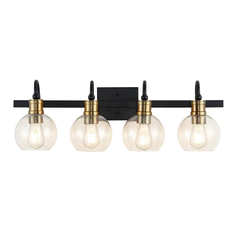 Marais 4 Light 30&quot; Wide LED Bathroom Vanity Light in Black and Brass Gold