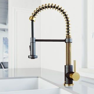 Vigo Edison 1.8 GPM Single Hole Pre-Rinse Pull-Down Kitchen Faucet with SmartHandle™ Technology in Matte Gold / Matte Black Finish