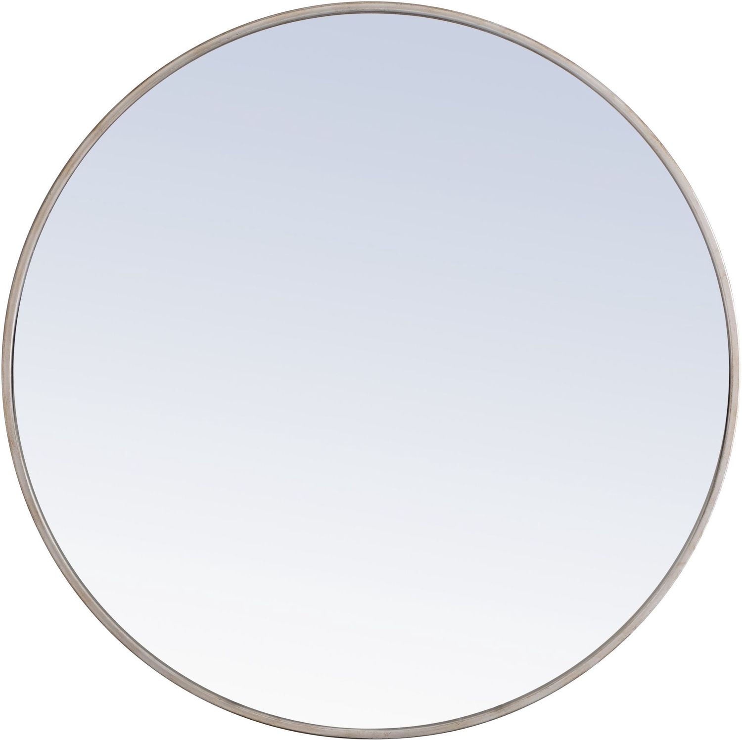 Eternity 32&quot; Diameter Circular Metal Framed Wall Mirror Silver