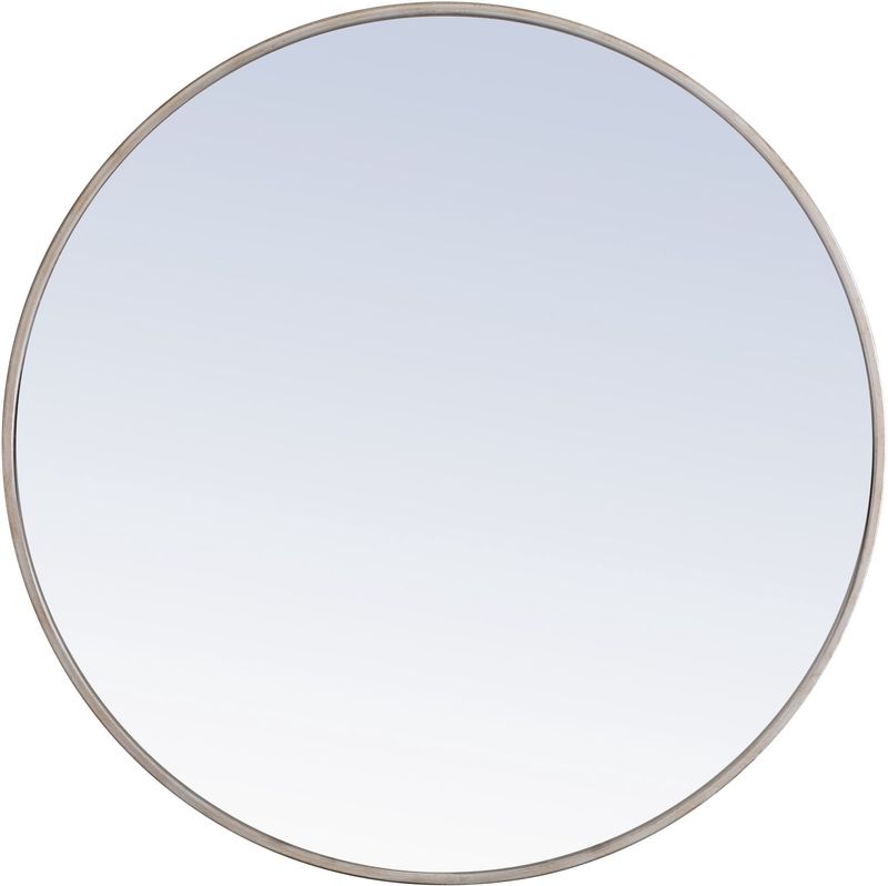 Eternity 32&quot; Diameter Circular Metal Framed Wall Mirror Silver
