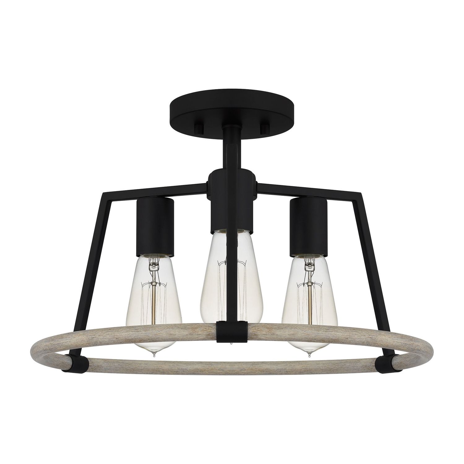 Tippet 3 Light 16&quot; Wide Semi-Flush Ceiling Fixture in Matte Black